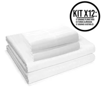 Sábana Hotelera para Cama King 2mt Blanca Suave y Resistente Set X 12 Unidades