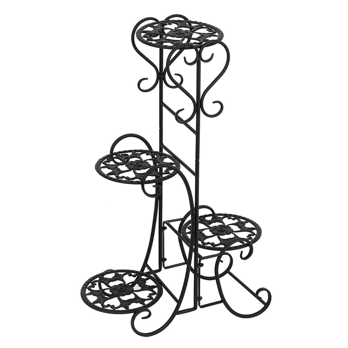  - Soporte Metálico Redondo de 4 Niveles para Macetas Decorativas