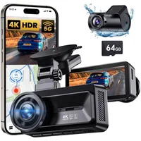 Cámara De Tablero 4K Frontal Y Trasera Con WiFi GPS Y Tarjeta De 64 GB Incluida