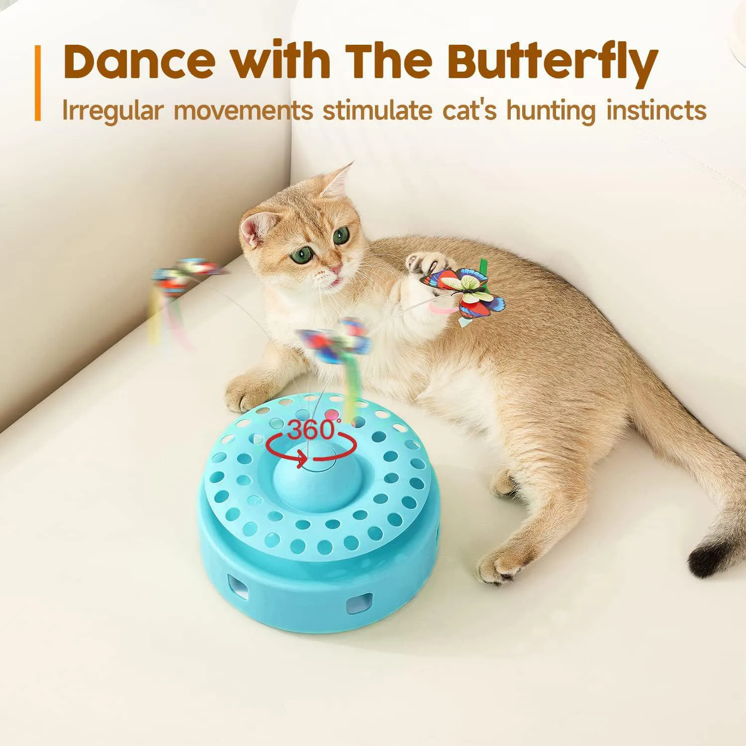 Juguete Interactivo Automático 3 en 1 para Gatos con Mariposa y Plumas 3