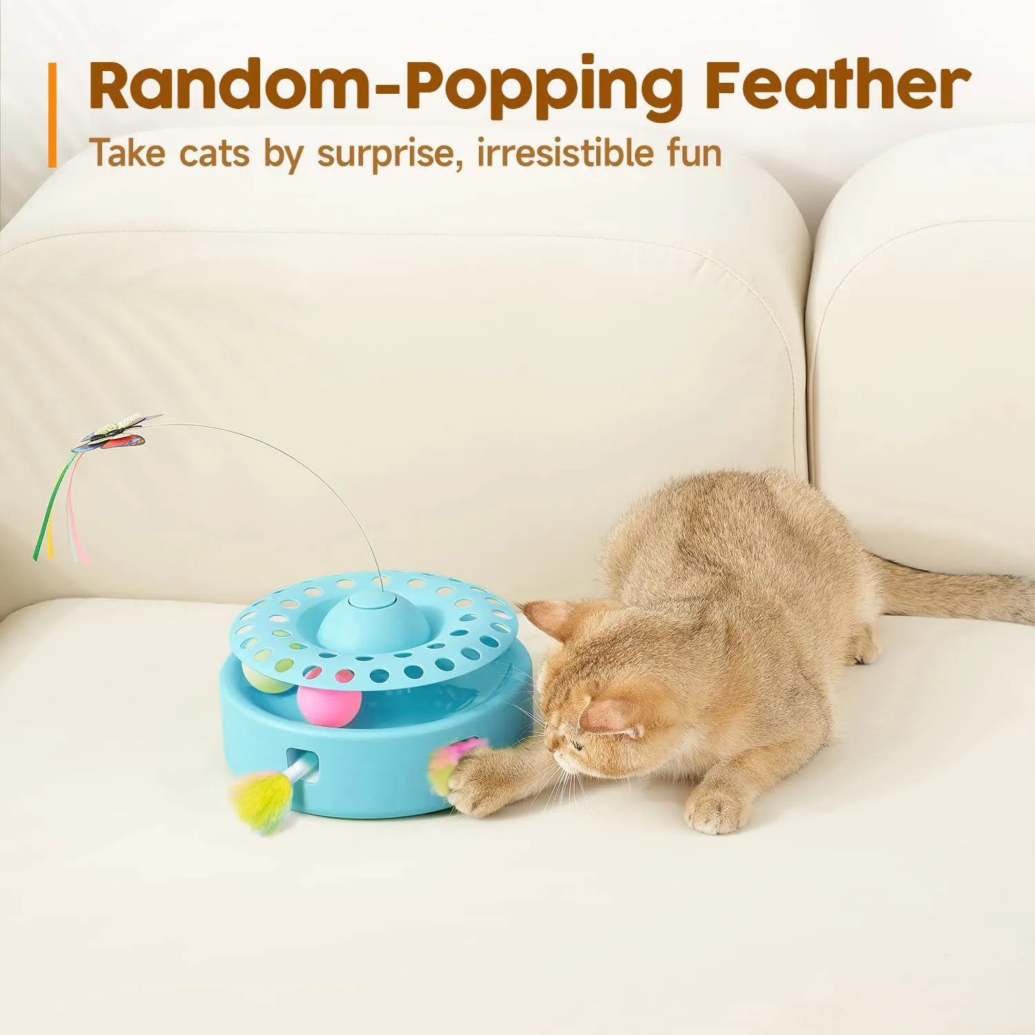 Juguete Interactivo Automático 3 en 1 para Gatos con Mariposa y Plumas 4