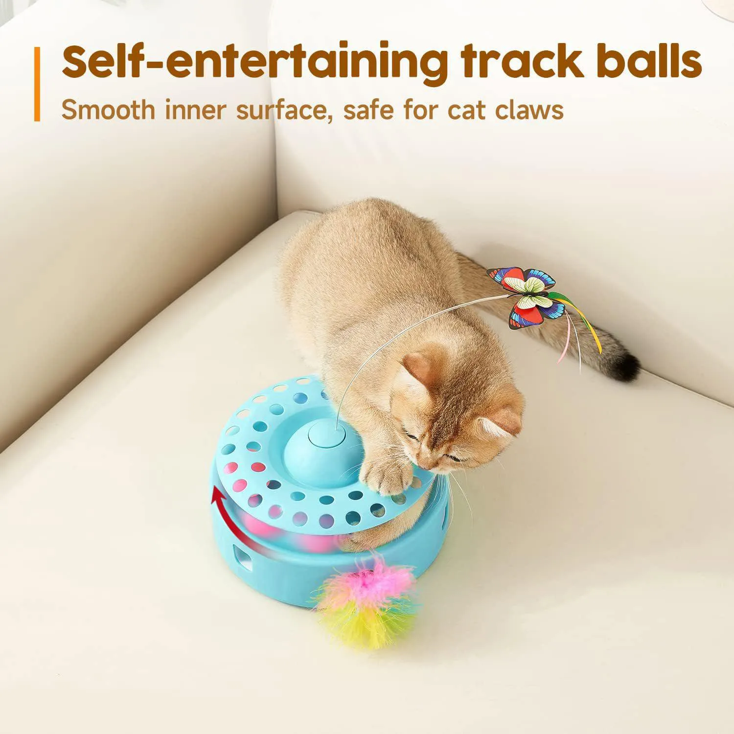 Juguete Interactivo Automático 3 en 1 para Gatos con Mariposa y Plumas 5