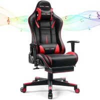 Silla Gamer Con Altavoces Reposapiés Respaldo Alto 909MF Rojo Negro GTPlayer