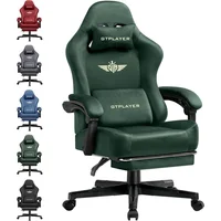 Silla Gamer De Tela Con Resorte Reposapiés Respaldo Alto 158 Kg Verde GTPlayer