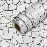 Papel Tapiz Adhesivo De Piedra Blanca HOMETITUTE Para Paredes Y Decoración