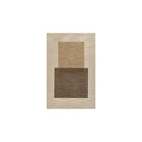 Alfombra para Sala Rectangular Abstracta George Oliver Tejida a Mano en Lana Marrón 61cm x 91cm