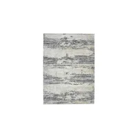 Alfombra para Sala Rectangular Nealle Abstract Gris Beige Resistente a Manchas y Fácil de Cuidar 61cm x 91cm
