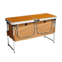 Mesa Plegable de Camping con Altura Ajustable y Almacenamiento