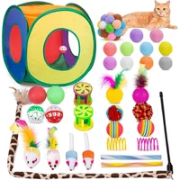 Paquete de Juguetes Interactivos para Gatos con Túnel Plegable y 33 Piezas