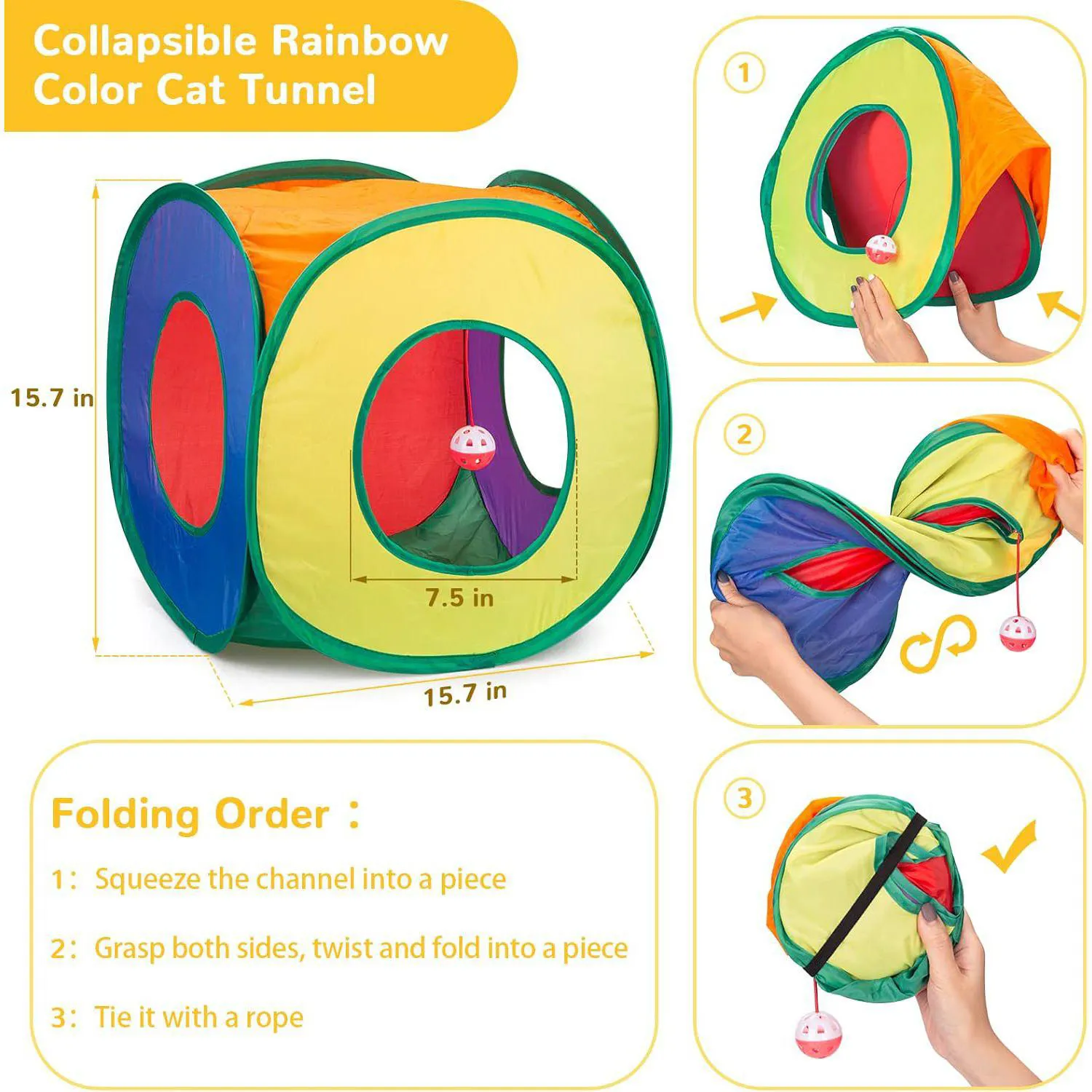 Paquete de Juguetes Interactivos para Gatos con Túnel Plegable y 33 Piezas 3