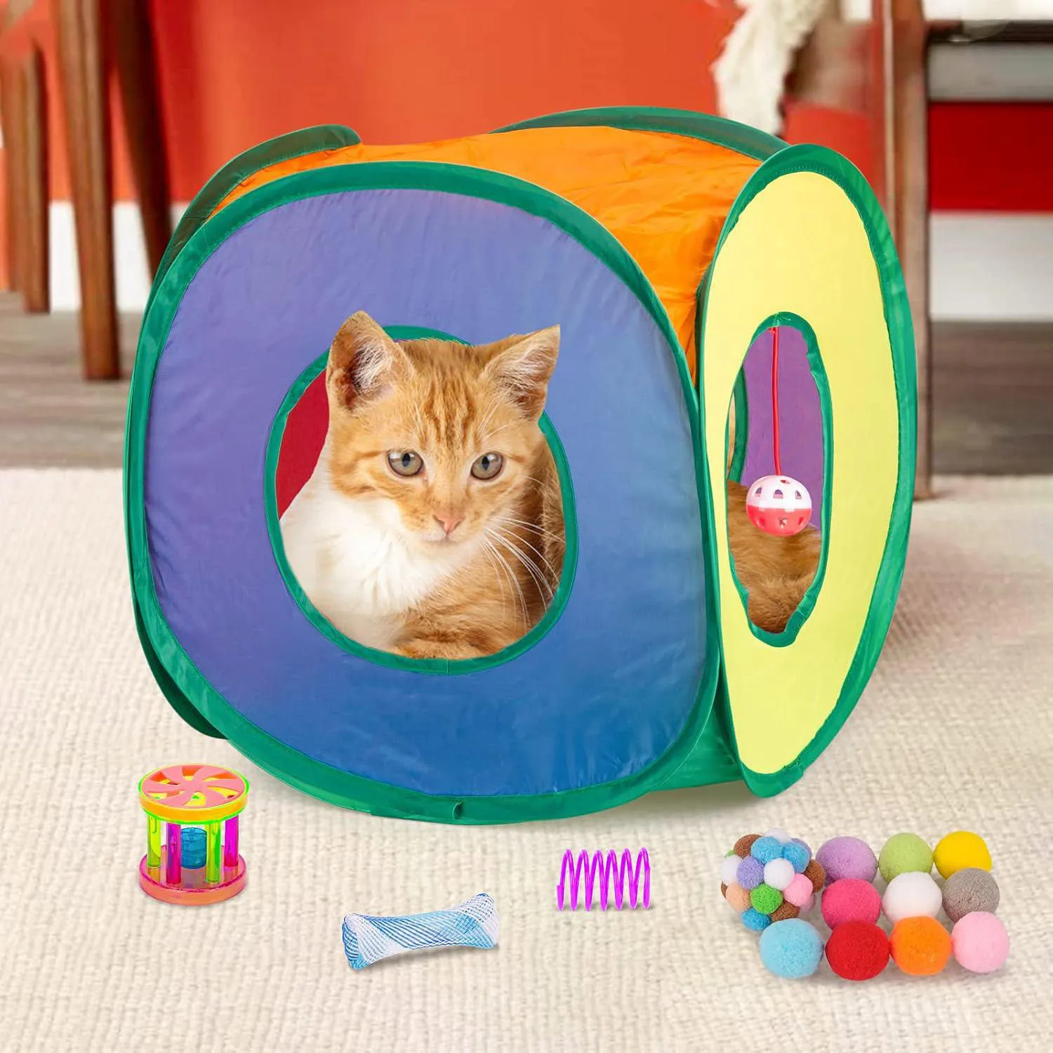 Paquete de Juguetes Interactivos para Gatos con Túnel Plegable y 33 Piezas 5