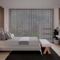 Cortina Tela Velo Nieve Ondas Ultra Gris 200X230 Cm Incluye Riel Novelty Home