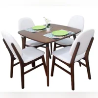 Juego Comedor Camelia 4 Puestos Madera Maciza Color Nogal