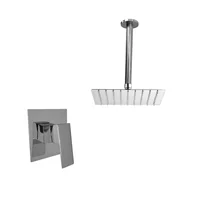 Kit Grifería De Ducha Ciret Monocontrol Cromo +Regadera Inox 20x20+Brazo Techo Consumo 10 l/ciclo