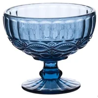 Set x6 Copas Postre Vintage Vidrio Azul 12 Oz