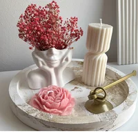 Centro de Mesa Con Jarrón Loe Mas Flores Con Bandeja y Vela 5 Piezas