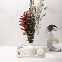 Centro de Mesa Decorativo Jarrón Charlotte Gold Con Flores Mas Base y Vela 4 Piezas