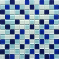 Mosaico Vidrio Azul Oscuro Y Celeste 4mm 30x30cm