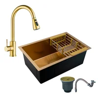 Combo Lavaplatos 70*45cm+griferia Lvp Oro Extraible Cepillado+accesorios