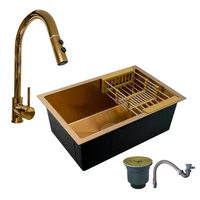 Combo Lavaplatos 70*45cm+griferia Lvp Oro Extraible+accesorios