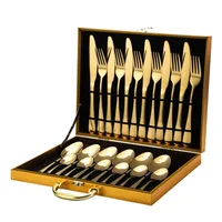 Estuche 24 Cubiertos Acero Dorado