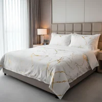 Duvet Línea Gold – Patrón de Mármol Dorado + Plumón - Doble