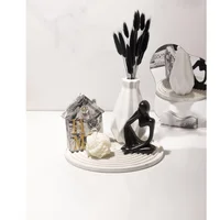 Centro de Mesa Decorativo Nat Jarrón Base Mas Vela Adornos y Flores 6piezas