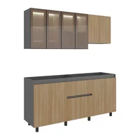 Cocina Integral 1.80 Metros Lioni (4 Caras) Plomo+Fresno Europeo Sin Mesón Just Home Collection