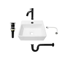 Combo Lavamanos Pequeño Rectangular+grifería Negra C704