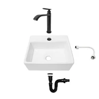 Combo Lavamanos Pequeño Rectangular+grifería Negra C699