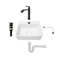 Combo Lavamanos Pequeño Rectangular+grifería Negra C700