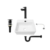 Combo Lavamanos Pequeño Rectangular+grifería Negra C701
