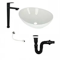 Combo Lavamanos Canoa + Griferia Agua Fria Negra + Push C353