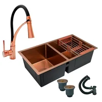Combo Lavaplatos 77*45cm+griferia Lvp Oro Gourmet+accesorios