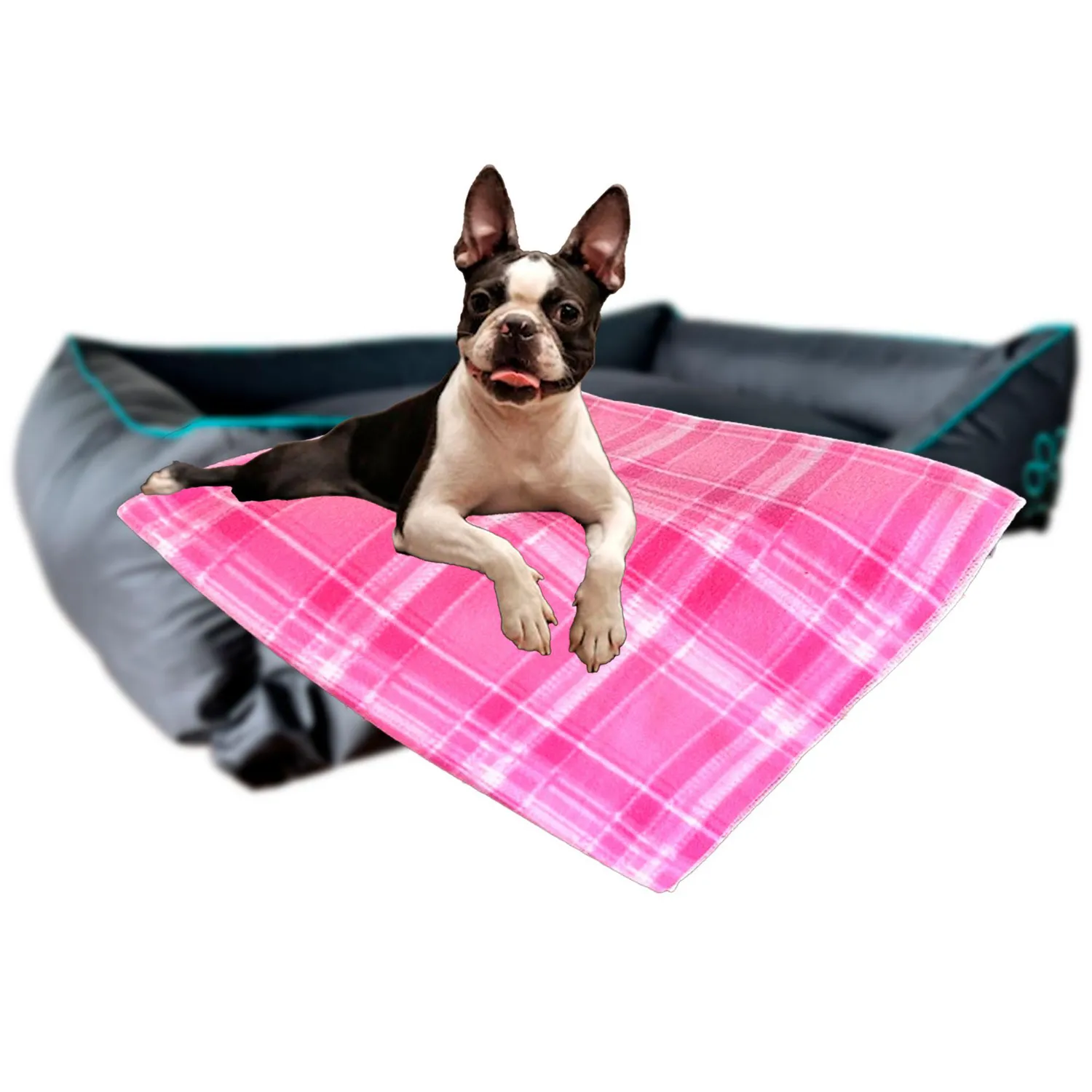 Cobija para Mascotas - Grande Cuadros Rosada