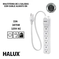 Multitoma de 6 Salidas Con Cable Always On Halux