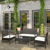 Juego de Muebles para Patio con Ratán Sintético y Cojines Acolchados