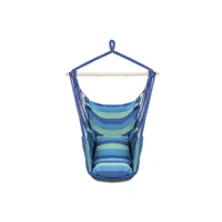 Silla Colgante de Lona con Cojines en Color Azul