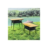 Mesa Plegable de Aluminio con Altura Ajustable y Cesta de Almacenamiento