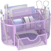Organizador De Escritorio De Malla SUPEASY Con Nueve Compartimentos Color Lila