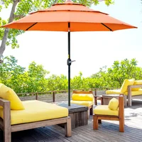 Sombrilla de Playa para Exteriores con Manivela y Ventilación Superior
