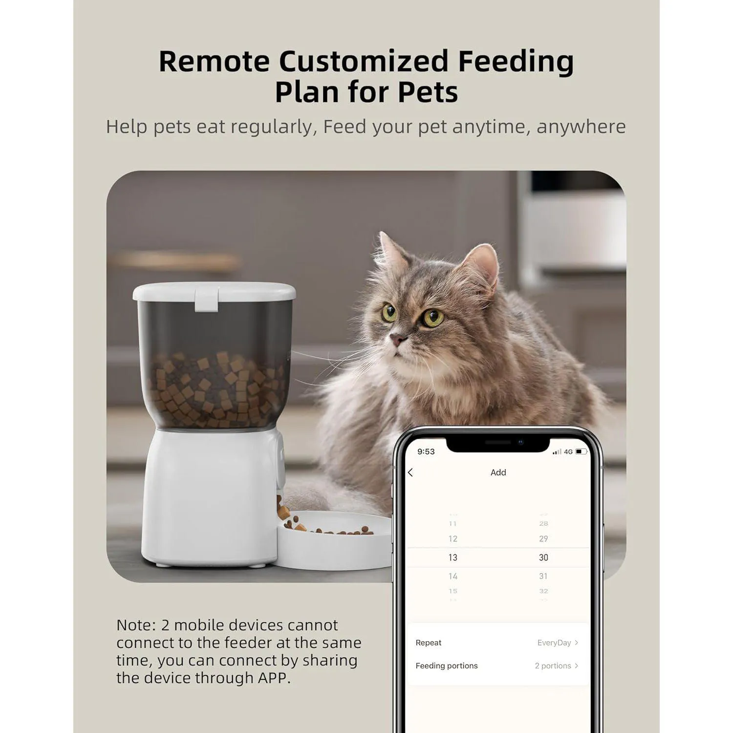 Dispensador de Comida para Gatos WiFi con App y 15 Porciones 3