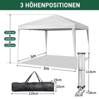 Toldo Plegable Impermeable 3m x 3m Con Puertas y Ventanas Color Blanco