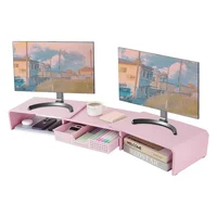 Soporte Doble Para Monitor Con Cajón Organizador y Accesorios Modelo XYZ