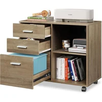 Gabinete de Archivos Móvil de Madera con 3 Cajones