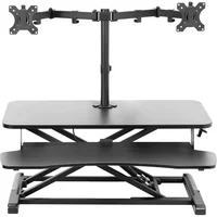 Convertidor De Escritorio Ajustable Con Soporte Doble Para Monitores Y Bandeja Ergonómica