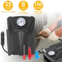 Bomba de Aire Portátil DC 12V para Carro y Bicicleta Color Negro Compacta