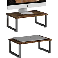 Set De Dos Soportes Elevadores Para Monitor Con Diseño De Madera Y Metal