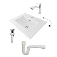 Combo Placa Lavamanos + Grifería + Sifón + Push C155