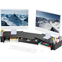 Organizador de Escritorio Spacrea con Soporte Dual y Cajón Color Gris